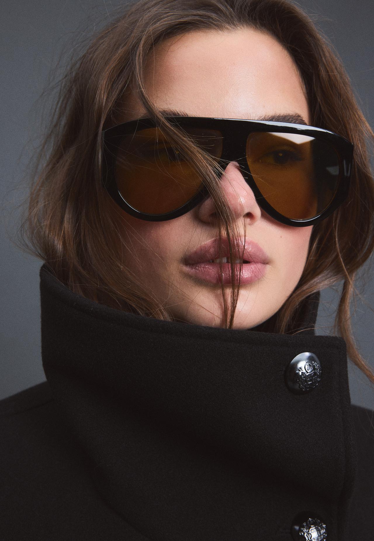 Short shawl neck coat — Black