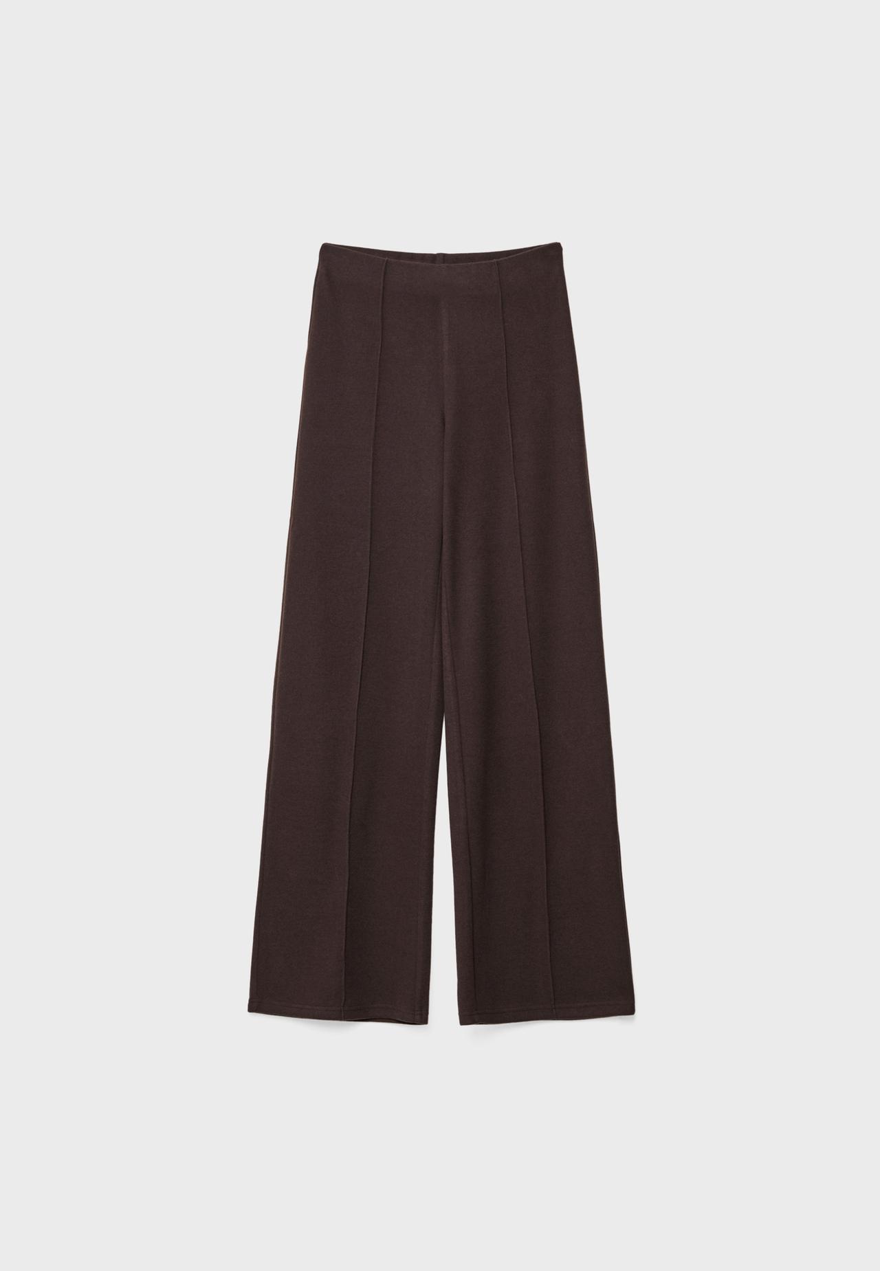 Soft-touch pintuck trousers — Brown