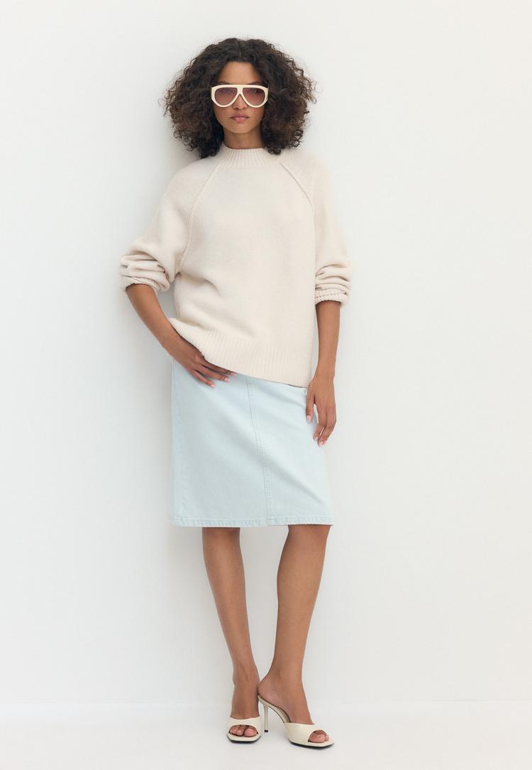 Stradivarius Pulover Basic Din Tricot Piatră S