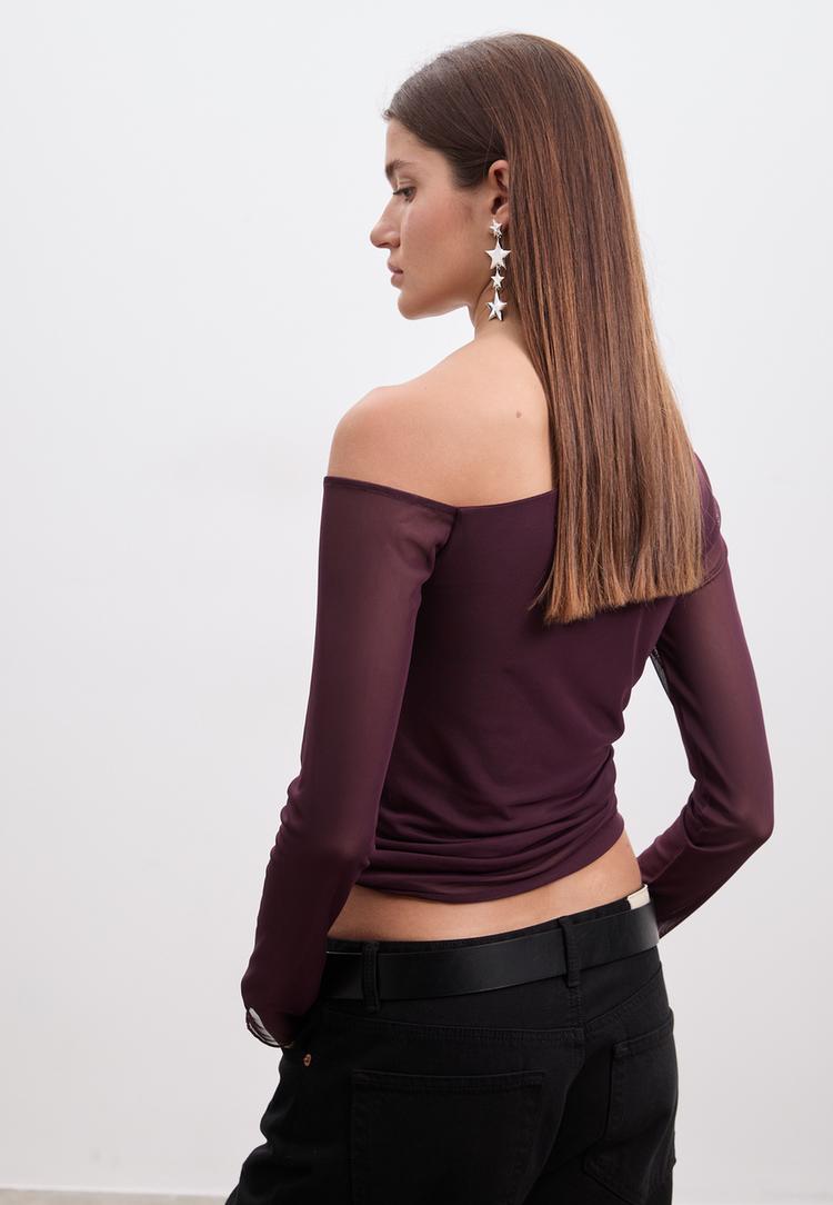 camiseta asimetrica tul