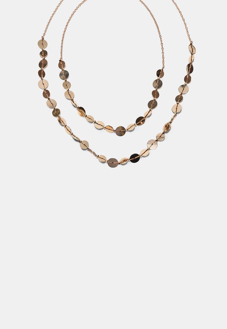 Stradivarius Set 2 Coliere Cu Șnur Și Mini-Monede Auriu Os