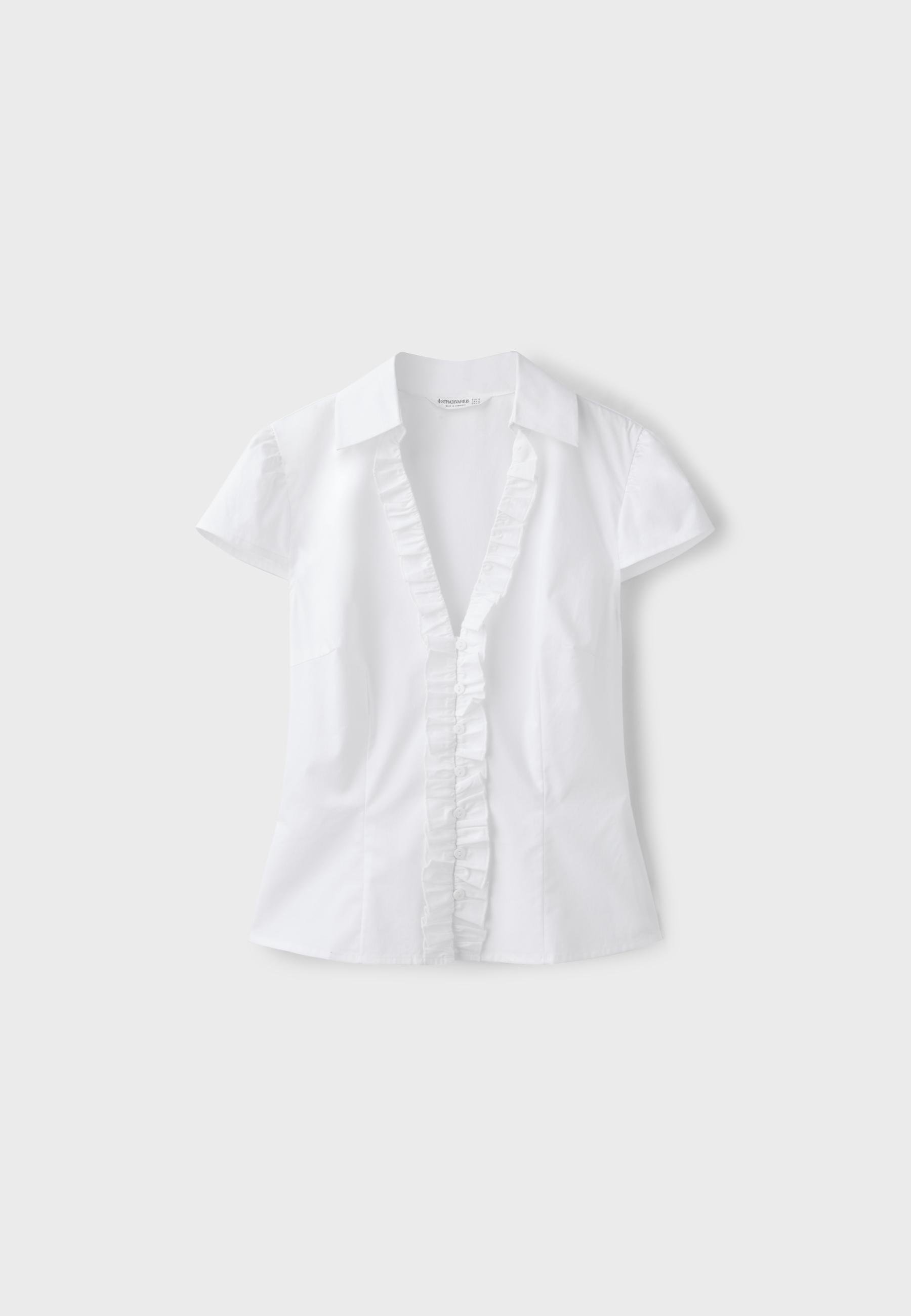 Fitted ruffled shirt — White
