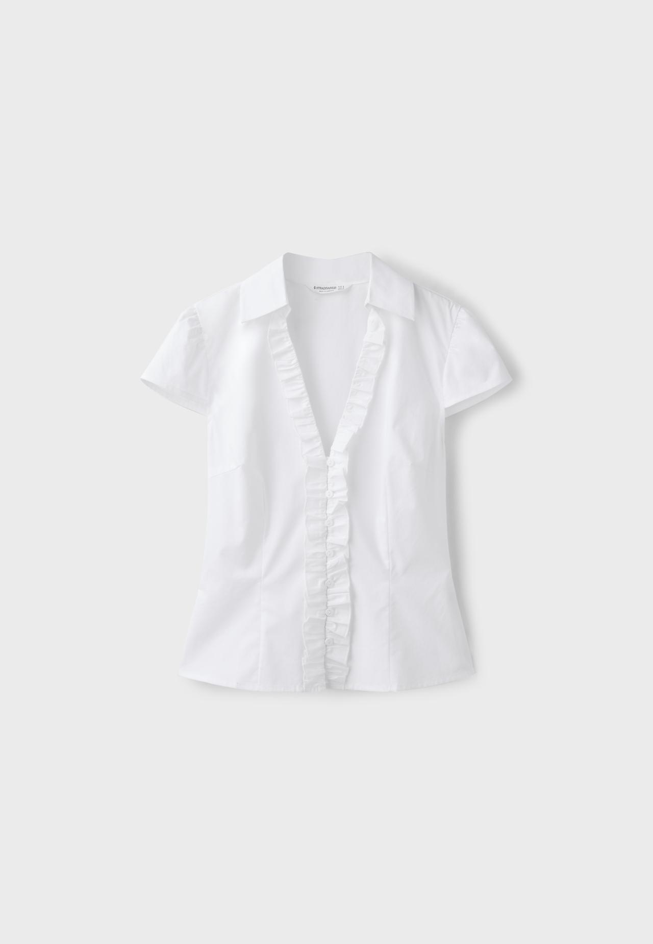 Fitted ruffled shirt — White