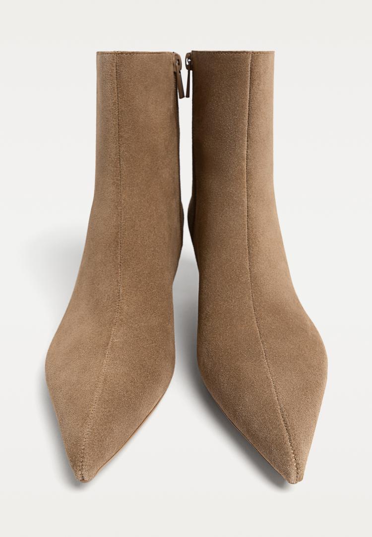 botines tacon fino serraje