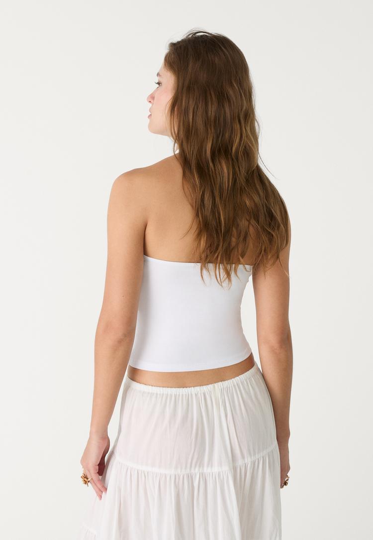 top halter escote pico