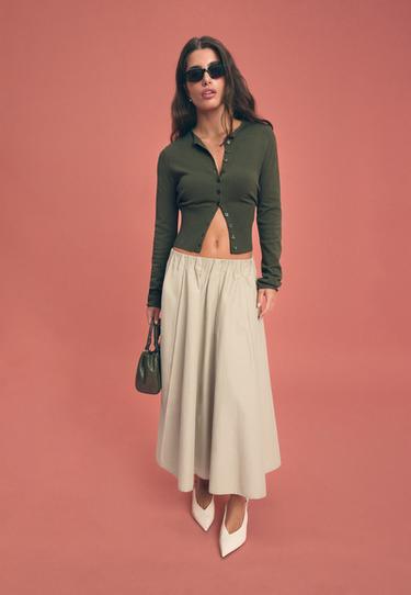 Poplin seam skirt — Beige 2