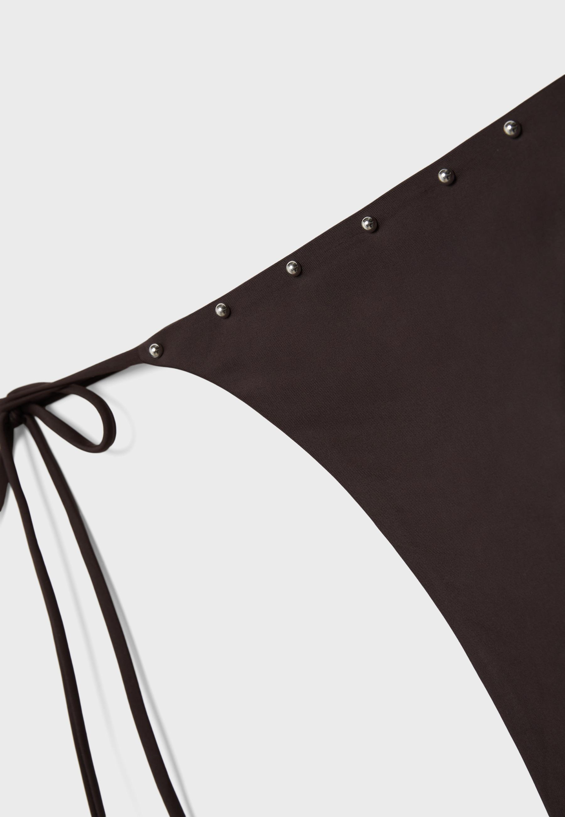 Studded tie-side bikini bottoms — Brown