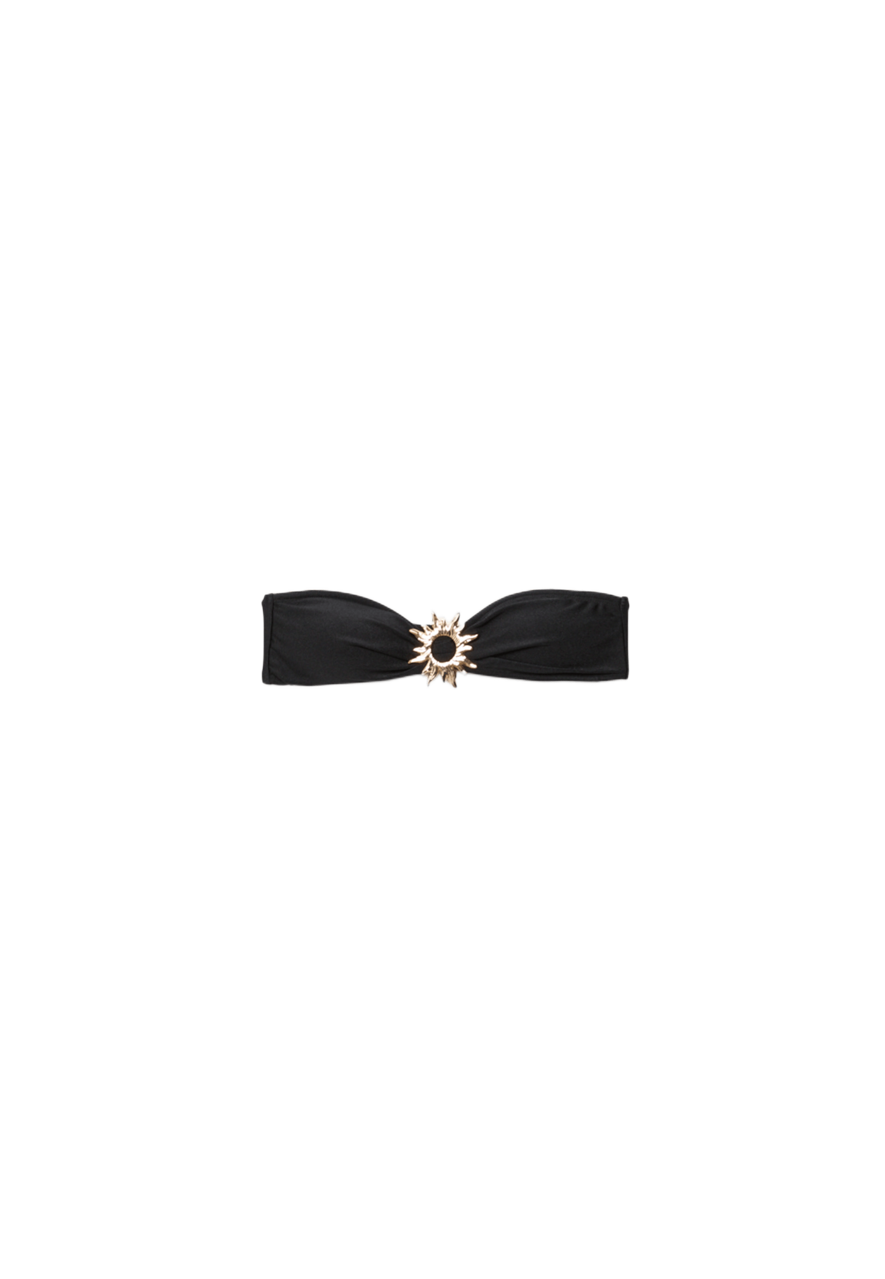 Bandeau bikini top with sun buckle — Black