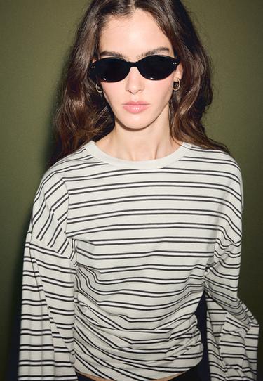 Striped long sleeve Japanese-style top — Vanilla 4