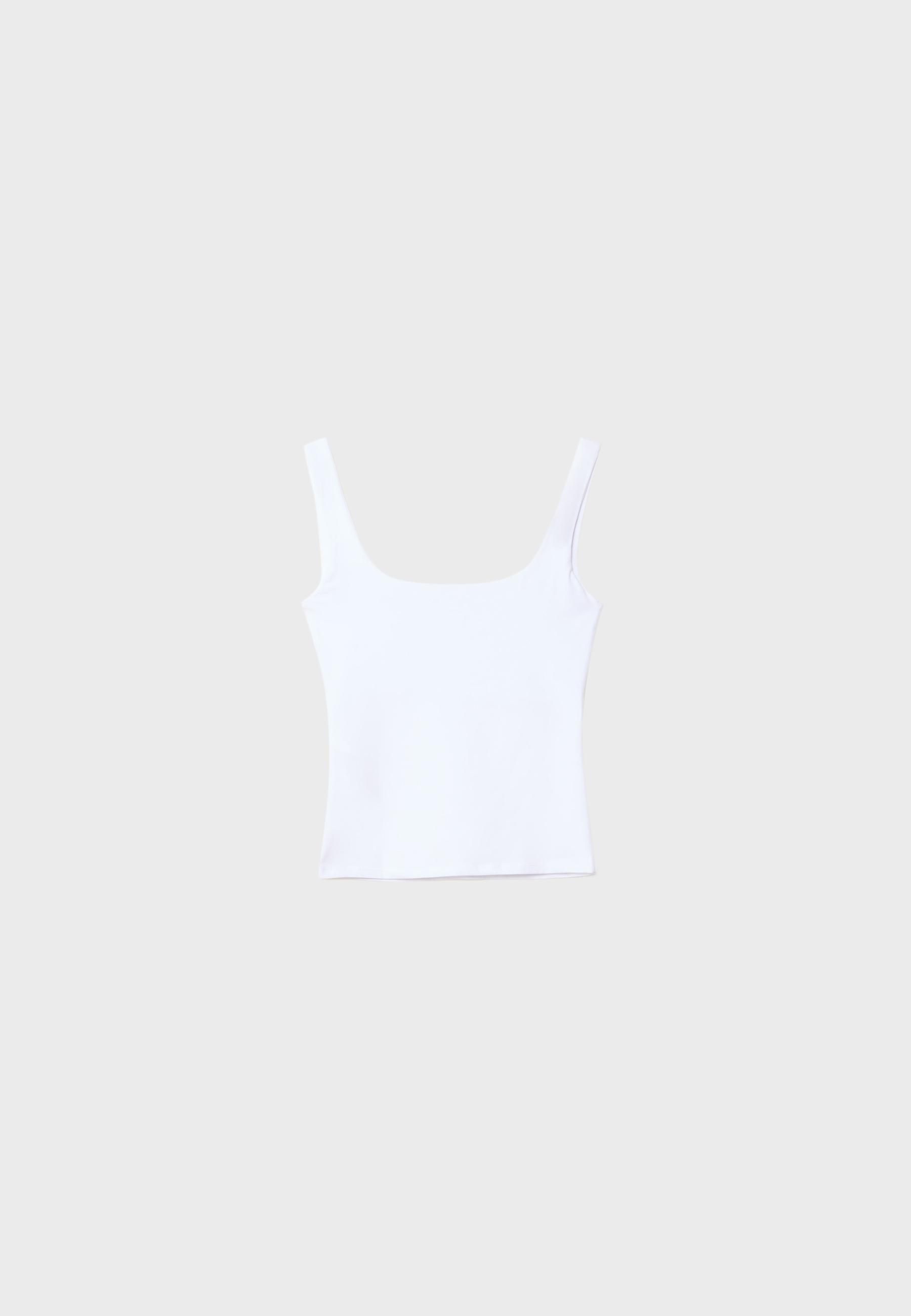 Wide strap top — White