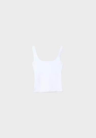 Wide strap vest top — White 9