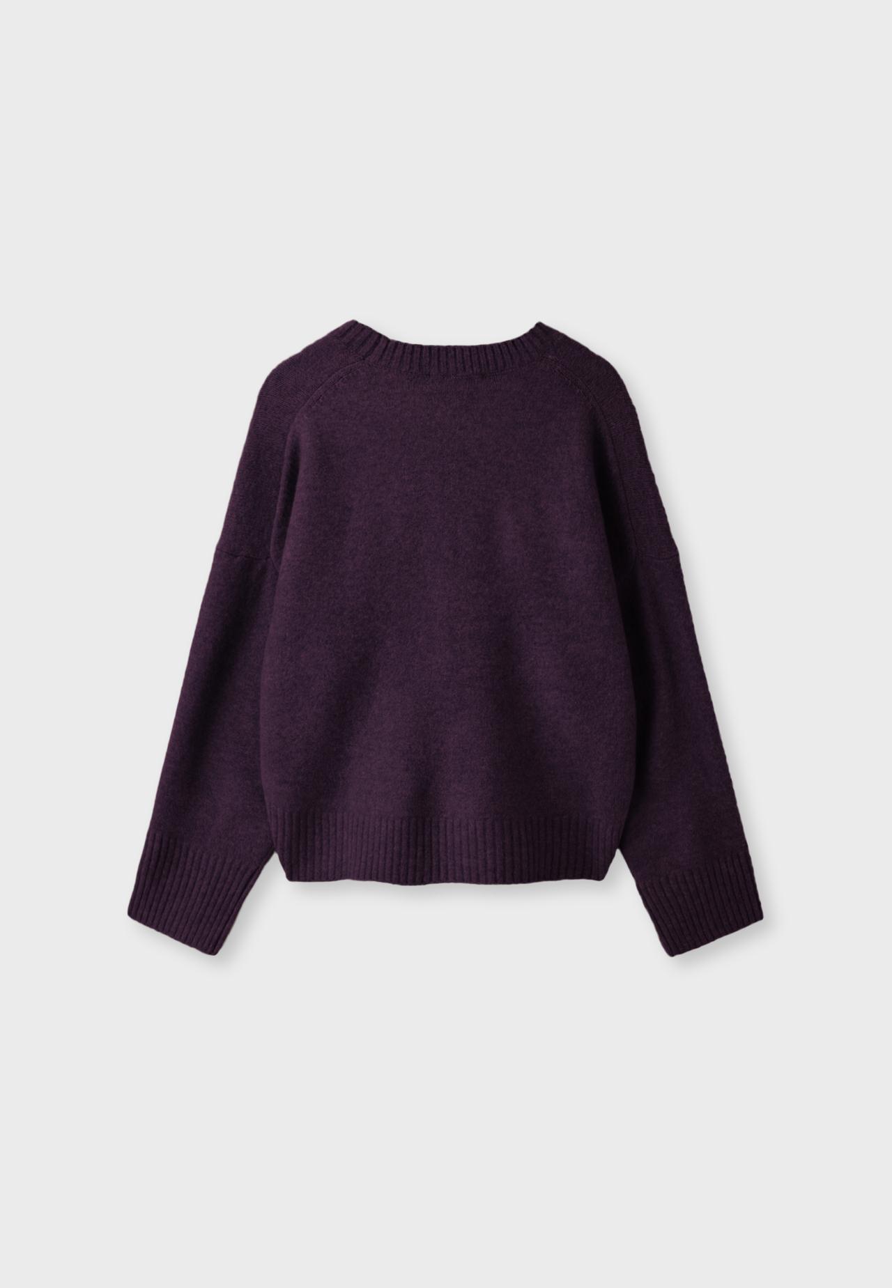 Soft-touch basic knit jumper — AUBERGINE