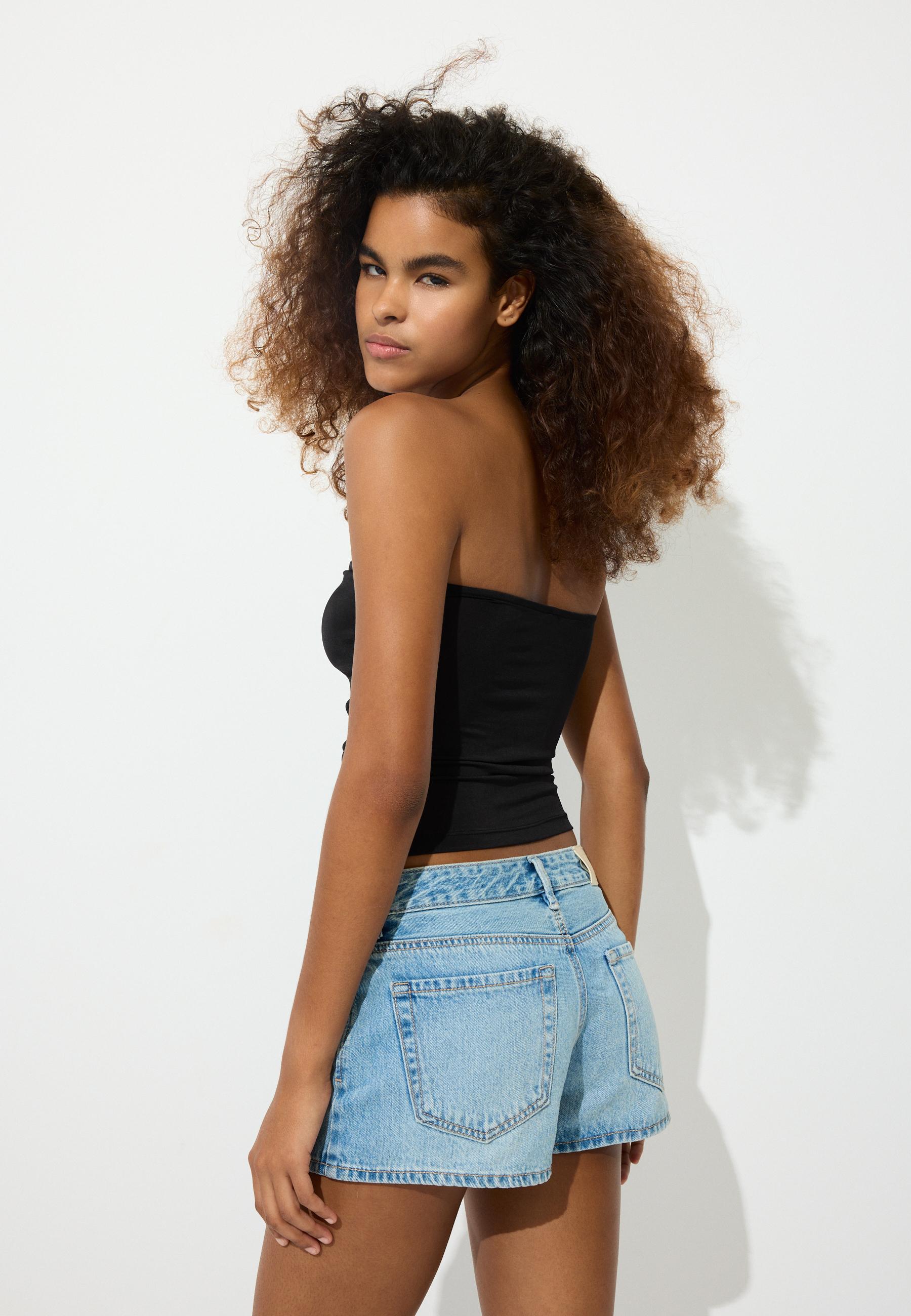 Draped crop top — Black