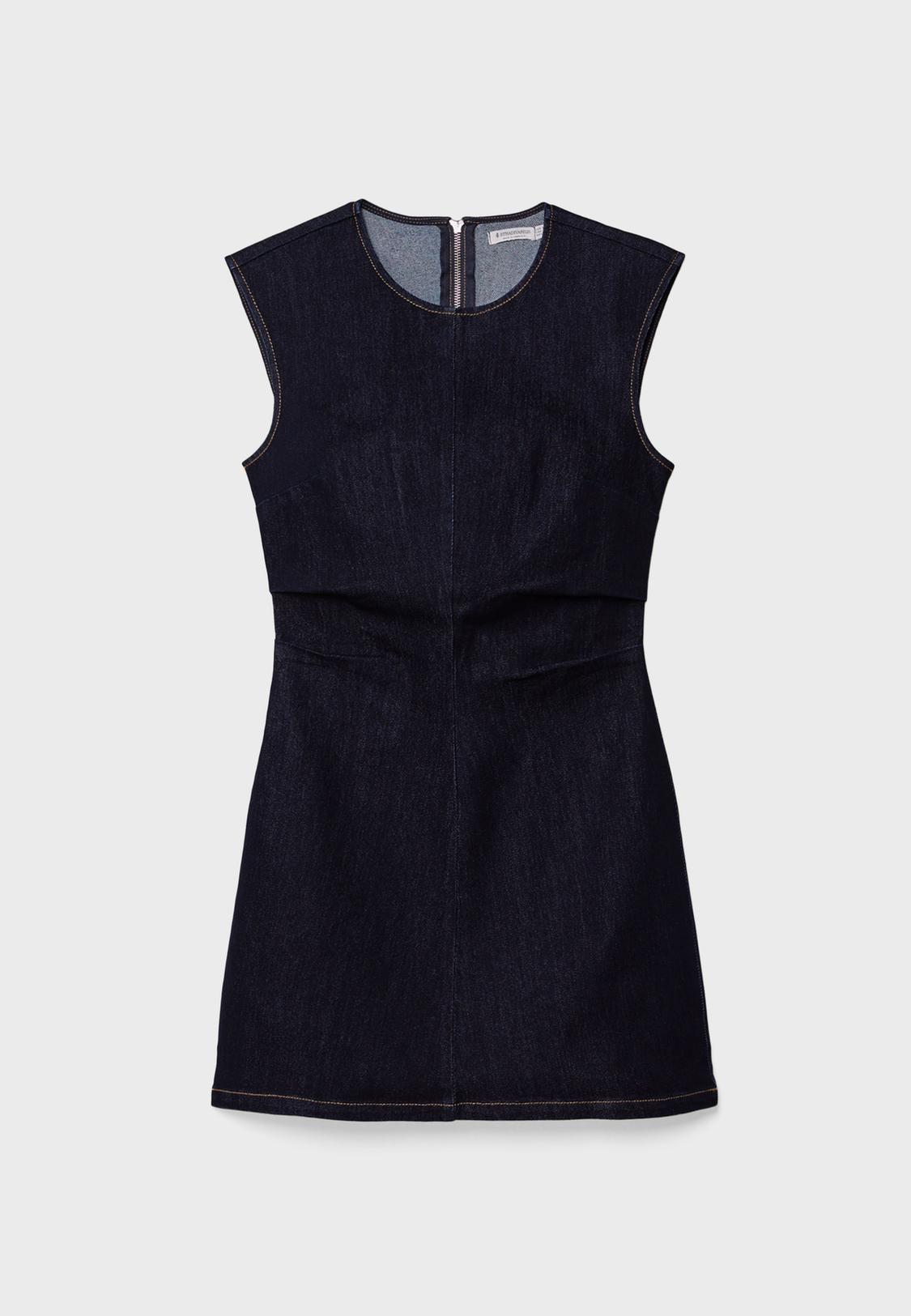 Stradivarius Short Denim Dress Overdyed Blue Denim M Stradivarius Short Denim Dress Overdyed Blue Denim M