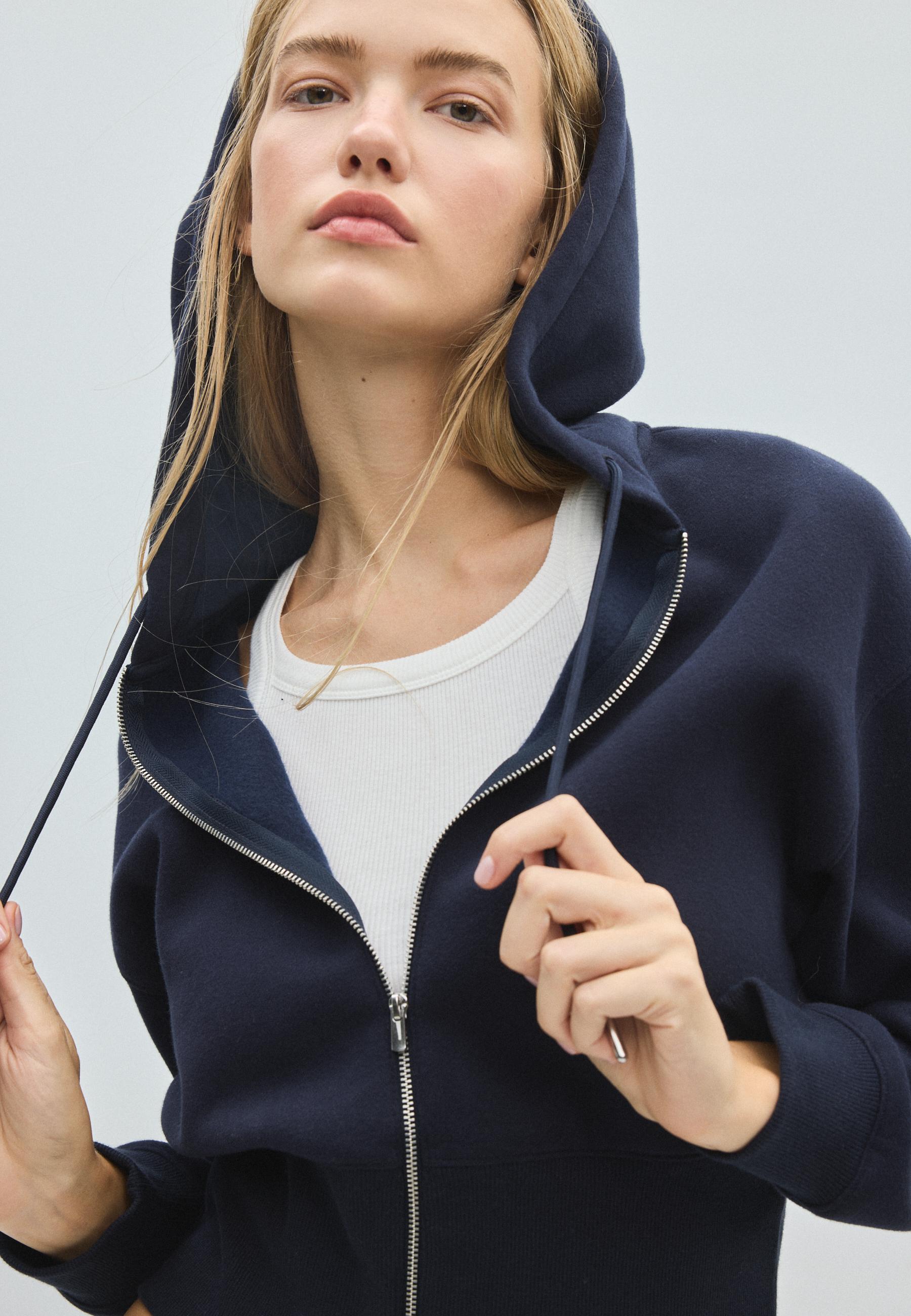 Zip-up hooded sweatshirt — Navy blue