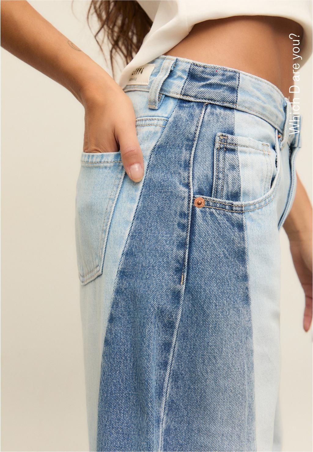 Contrast barrel balloon fit jeans