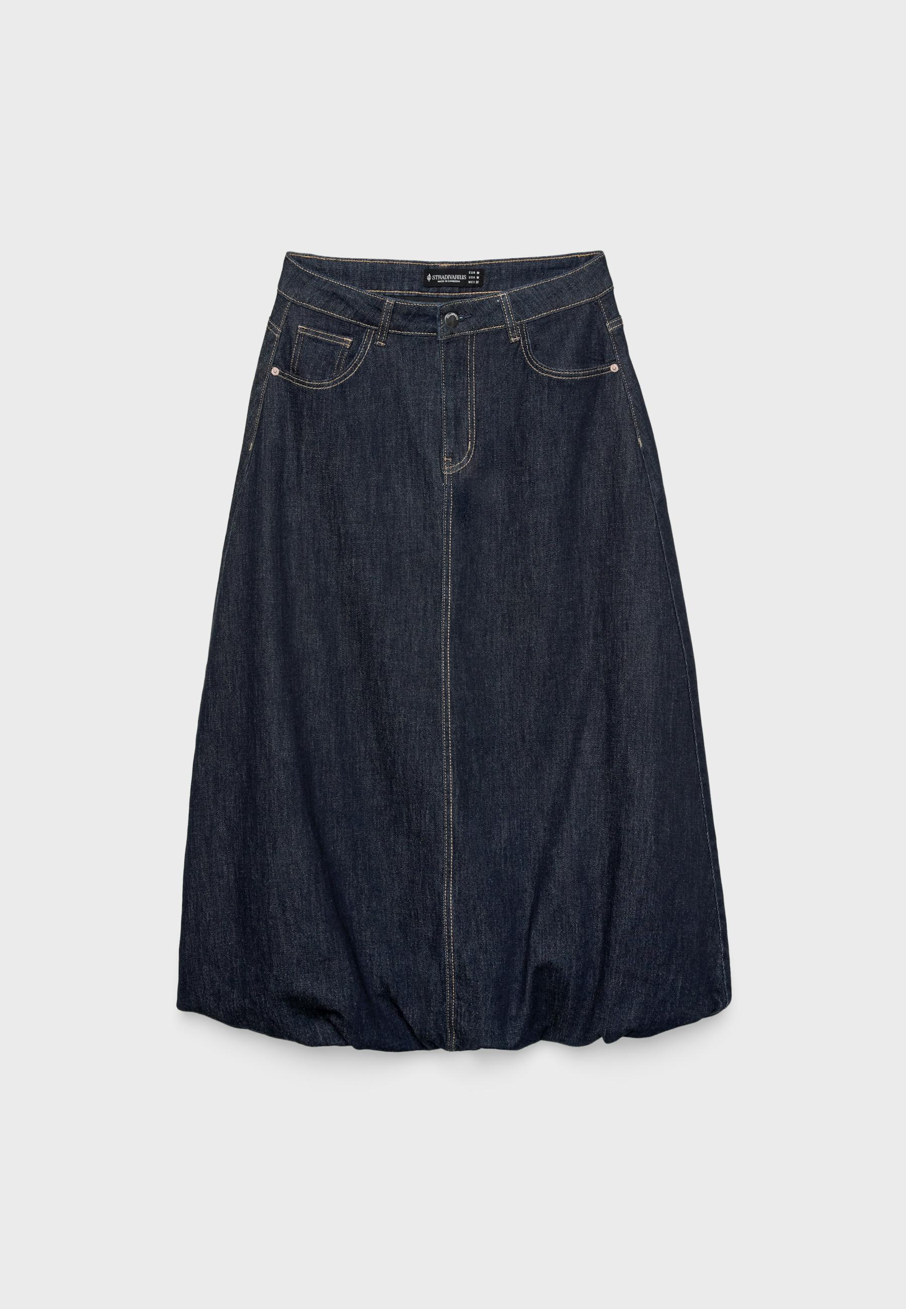 【BAON】Yeco Banding Balloon Denim Long Skirt Long denim balloon skirt - Women's fashion | Stradivarius