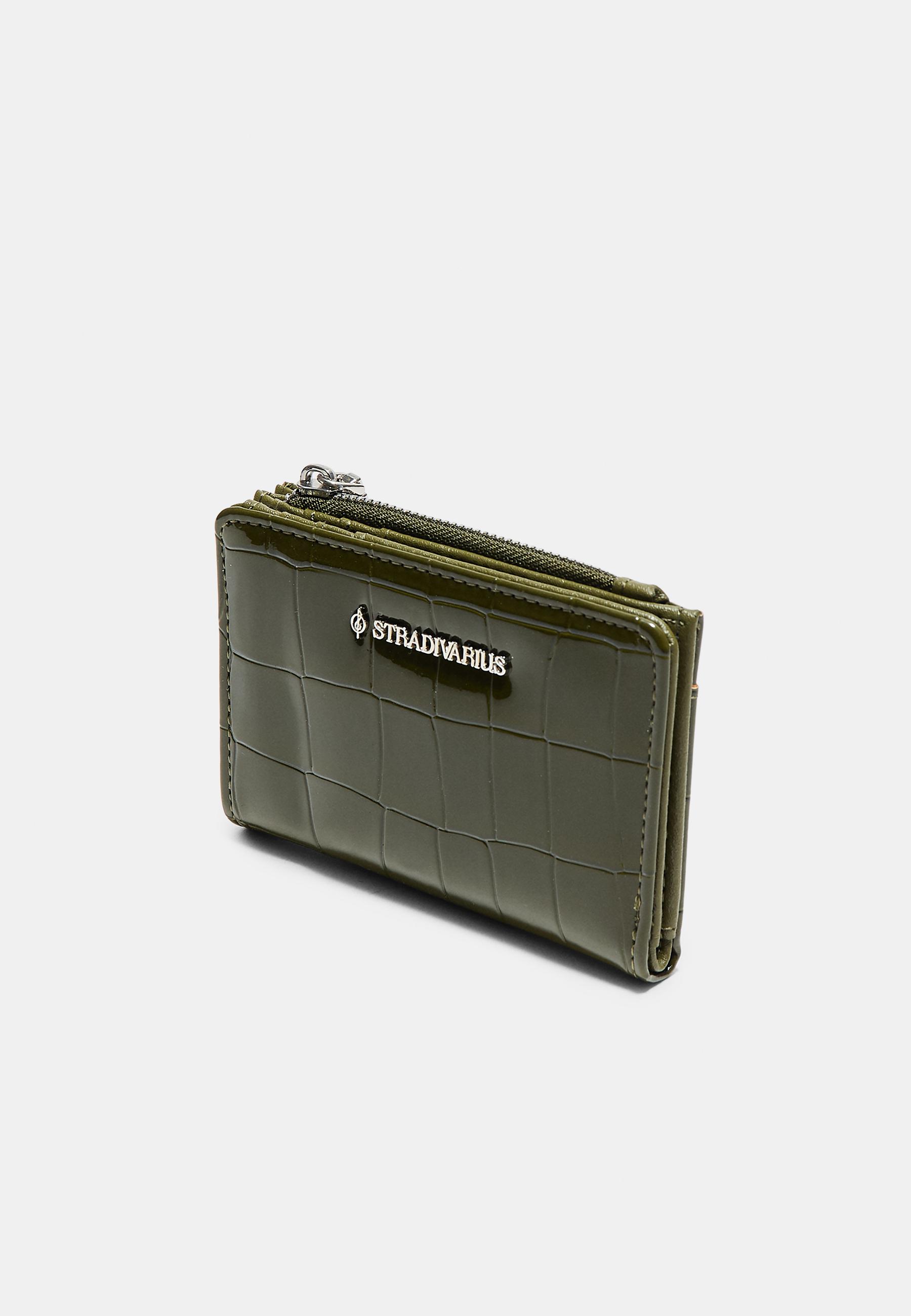 Mock croc card holder purse — Khaki