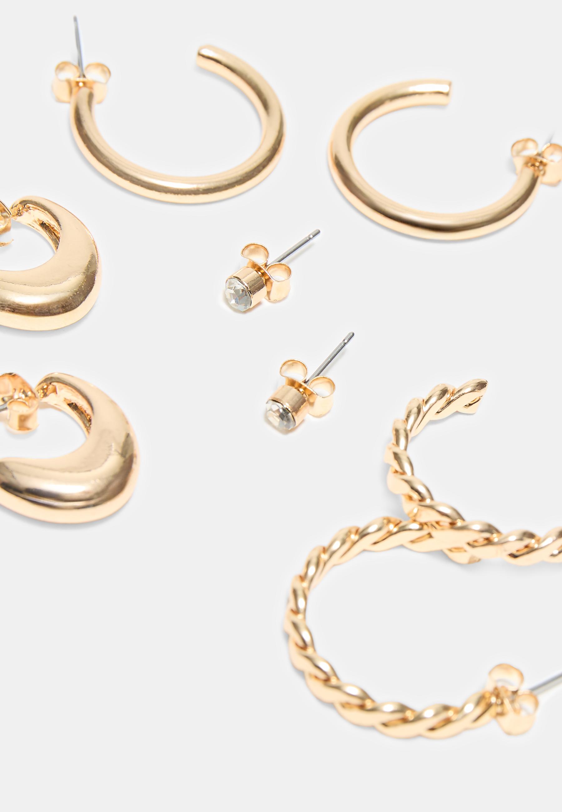 Set of 9 butterfly hoop earrings — Gold