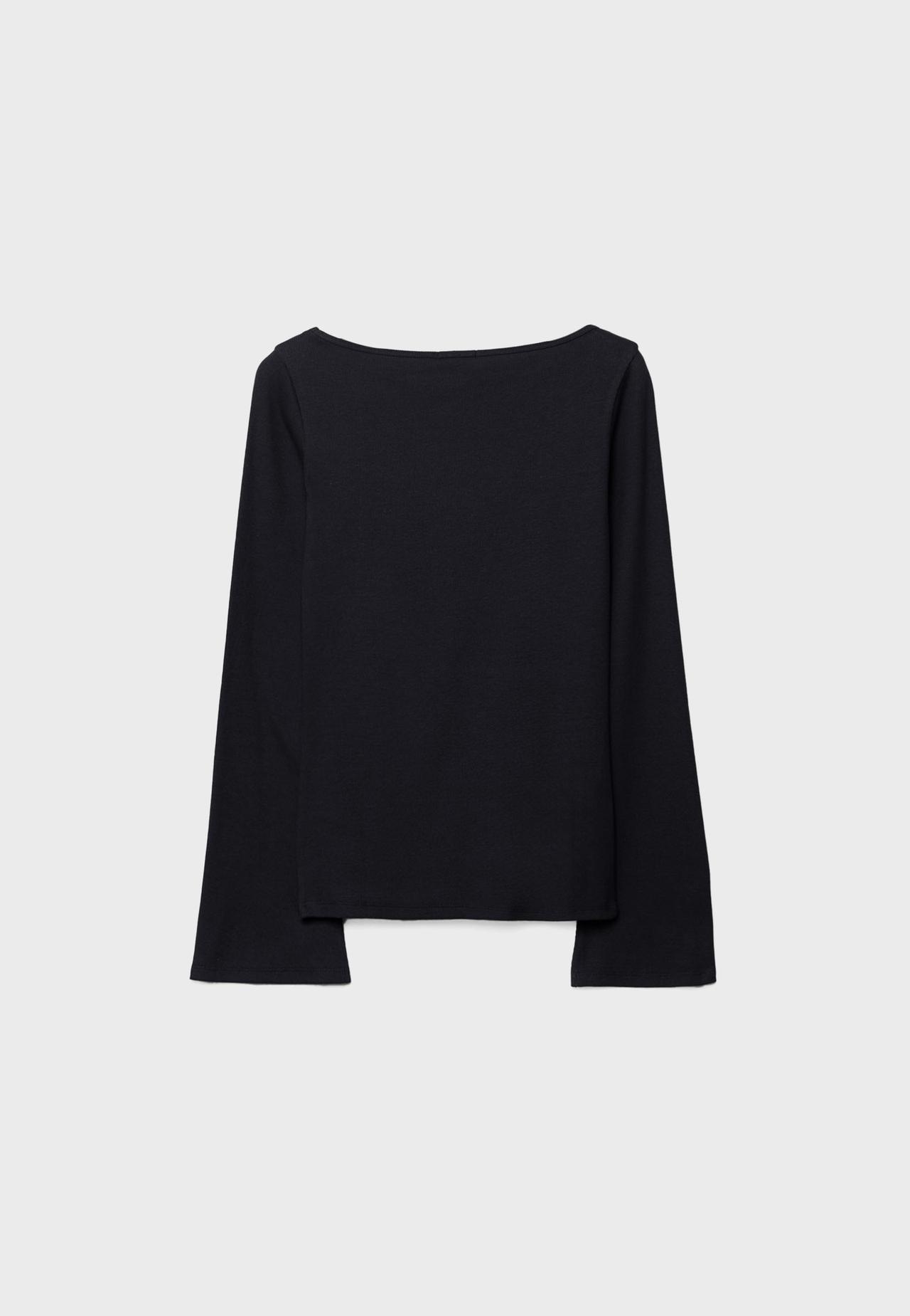 Flared sleeve basic T-shirt — Black