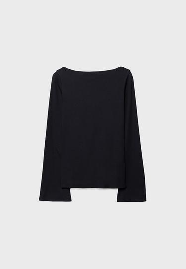 Flared sleeve basic T-shirt — Black 7