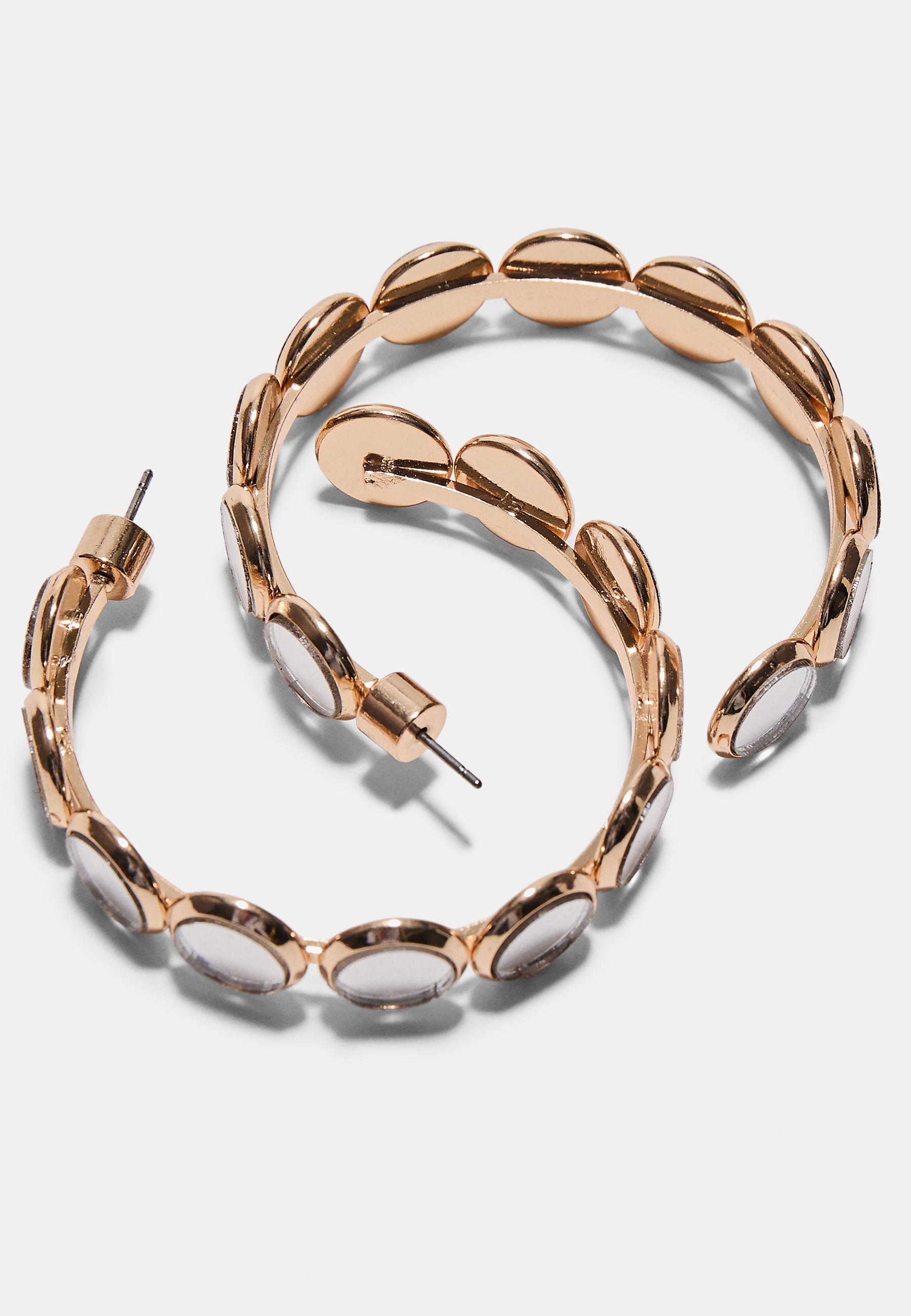 Mirror effect hoop earrings — Gold