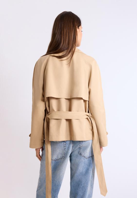 Stradivarius Short Flowing Trench Coat With Belt Stone M