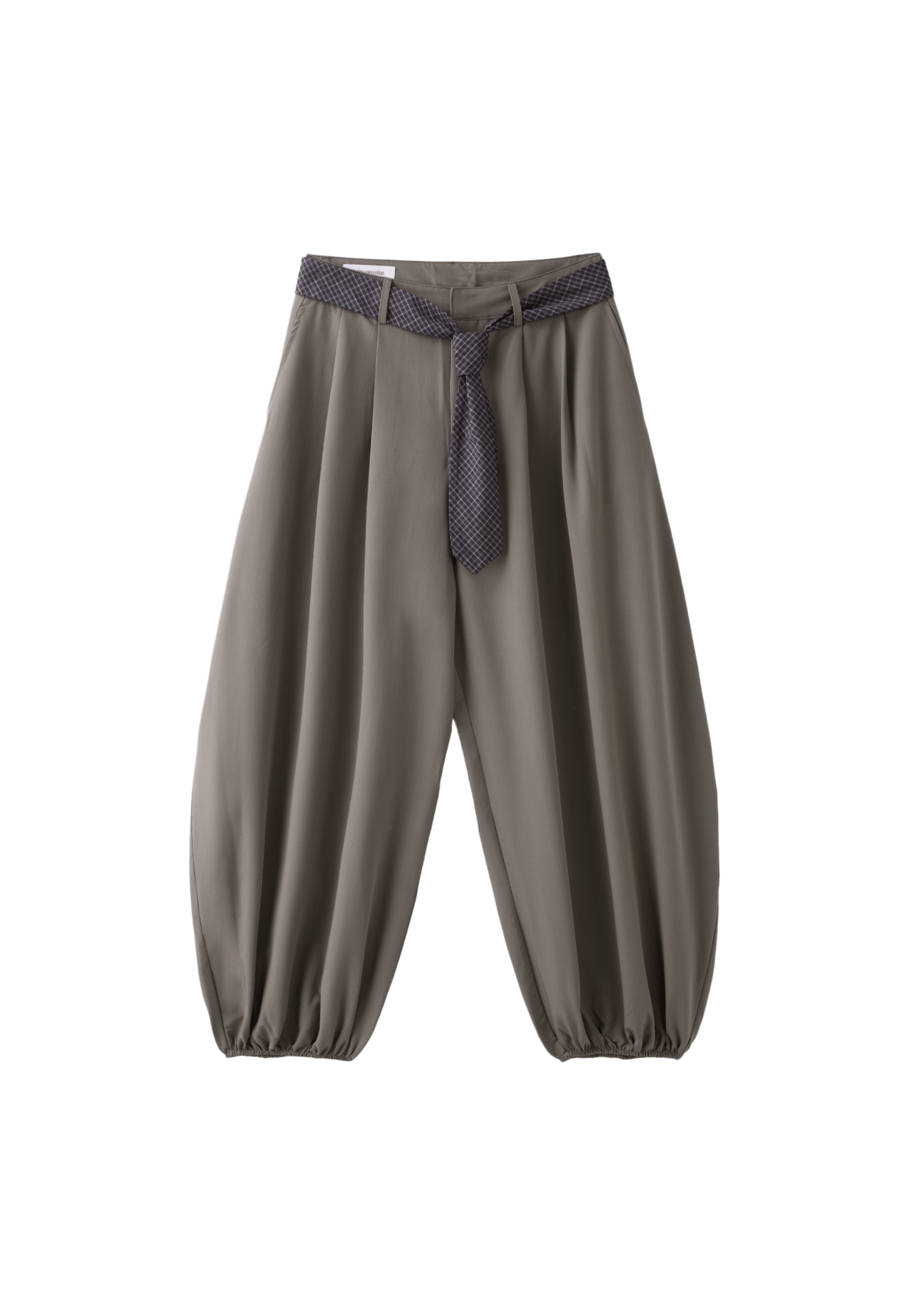 Voluminous sarouel trousers with tie belt — Brown