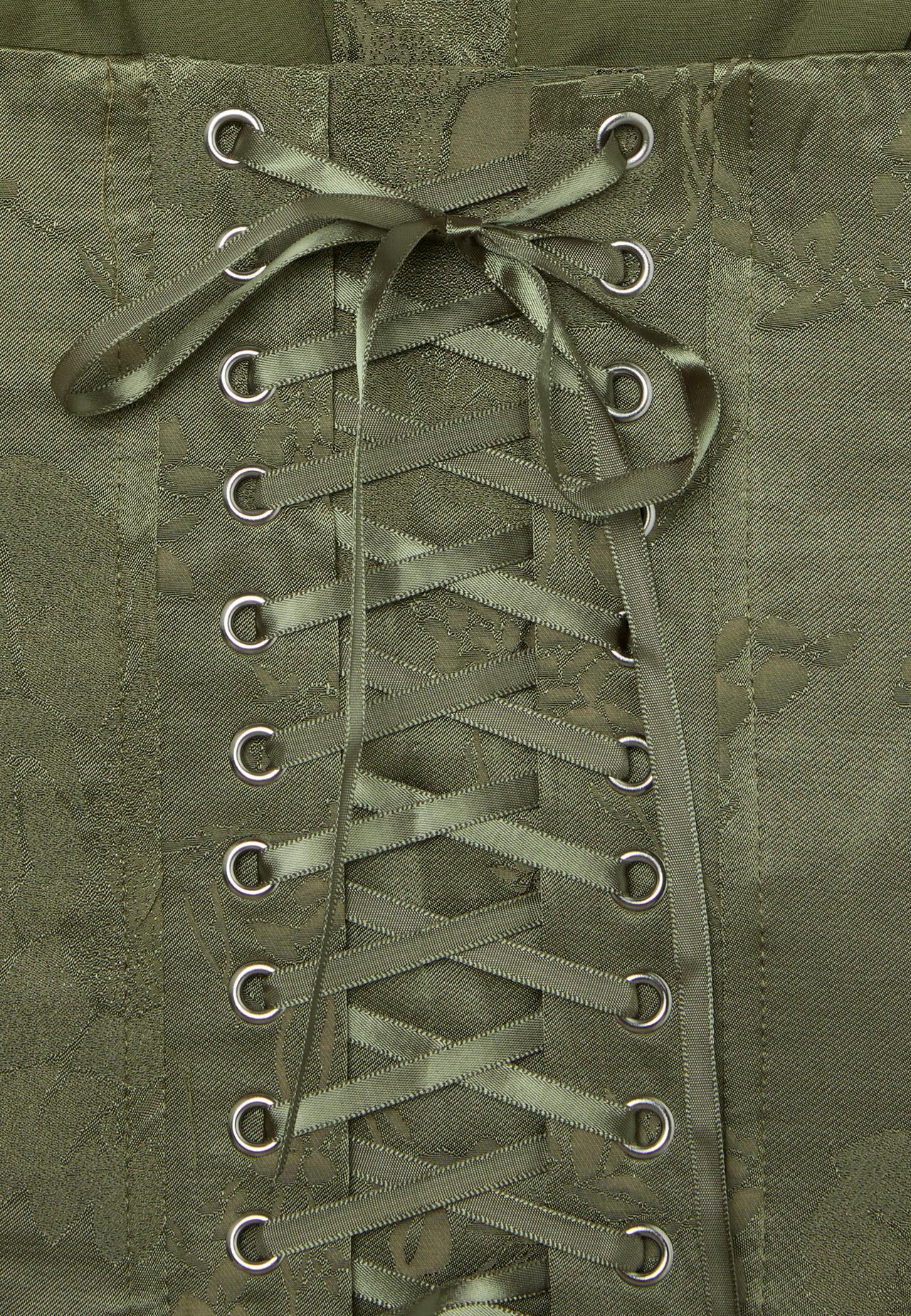 Lace-up corset — Khaki