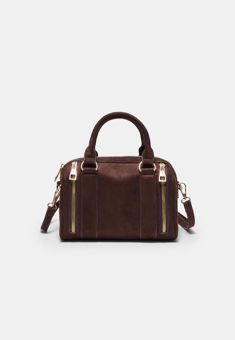 Stradivarius Τσάντα Χιαστί Με Λεπτομέρειες Φερμουάρ Καφέ Os