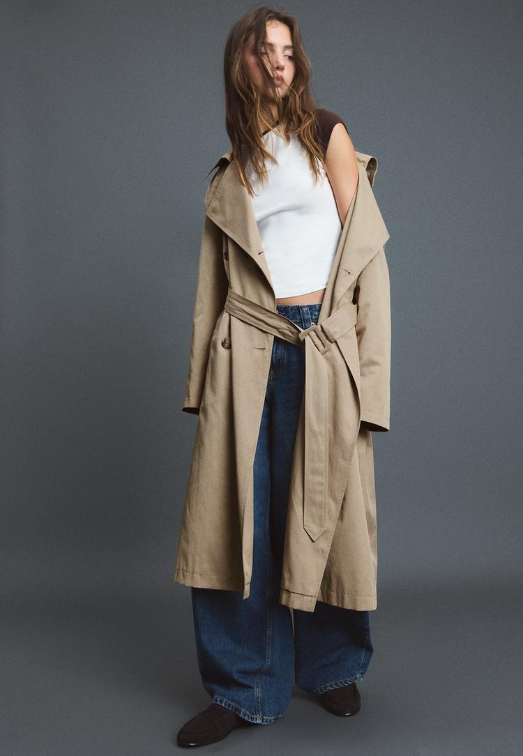 Long basic trench coat — Beige