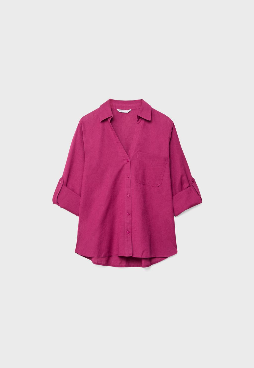 Loose linen-blend shirt with a pocket