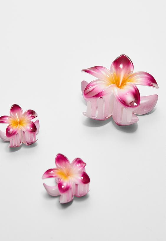 set 3 pinzas flor