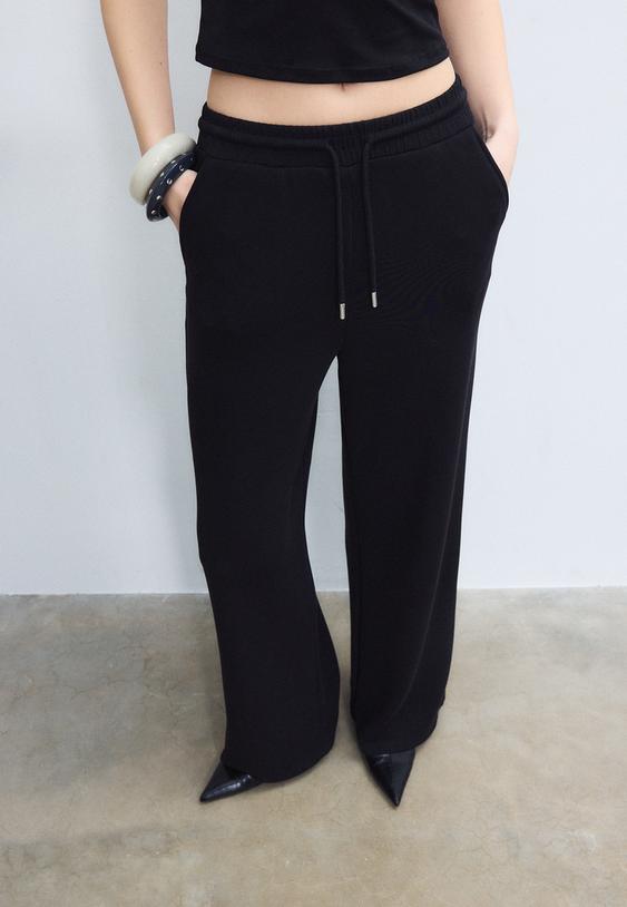 Stradivarius Soft-Touch Palazzo Joggers Black Xl
