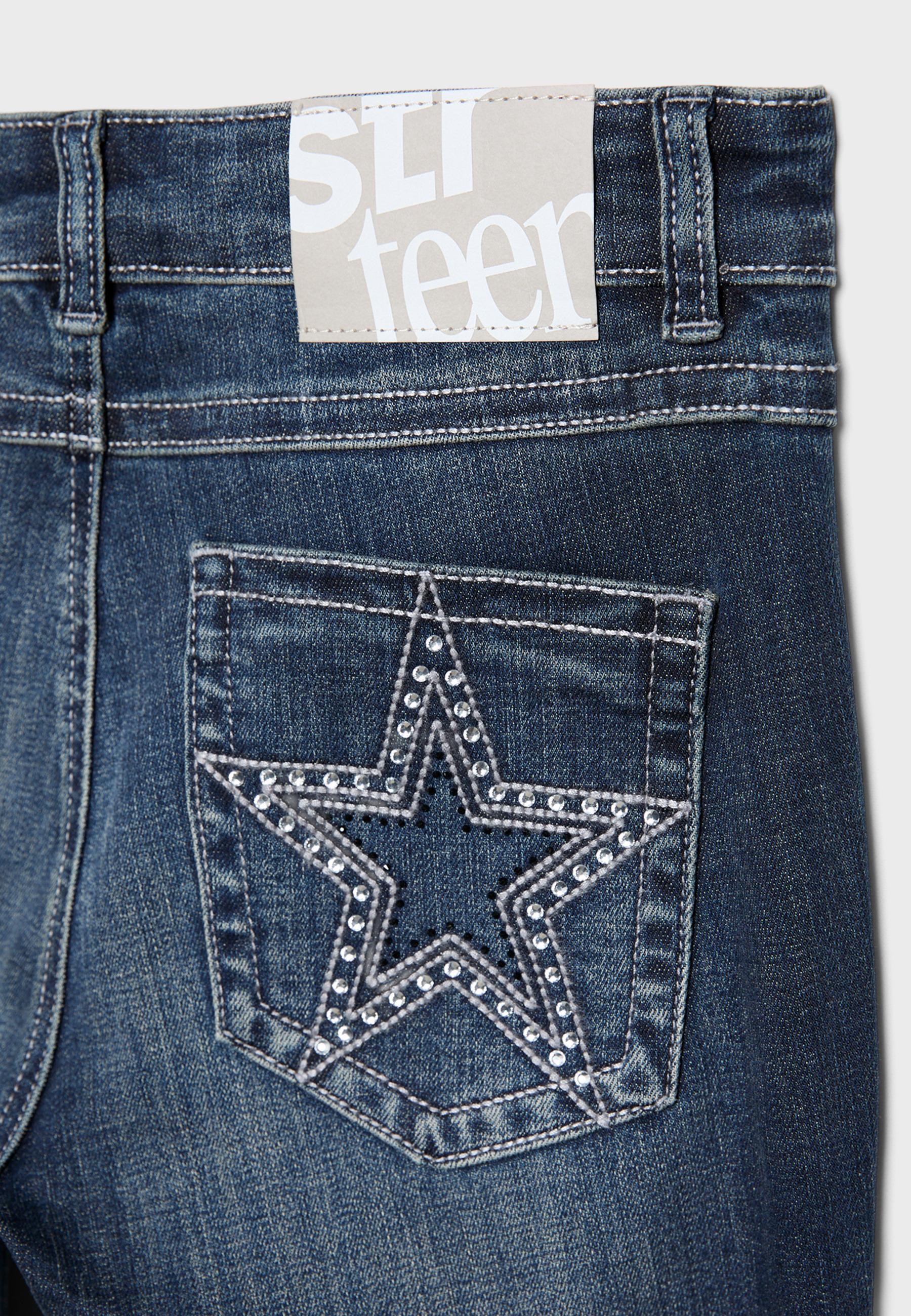 Embroidered pocket flared jeans — LIGHT GREY DENIM WASH