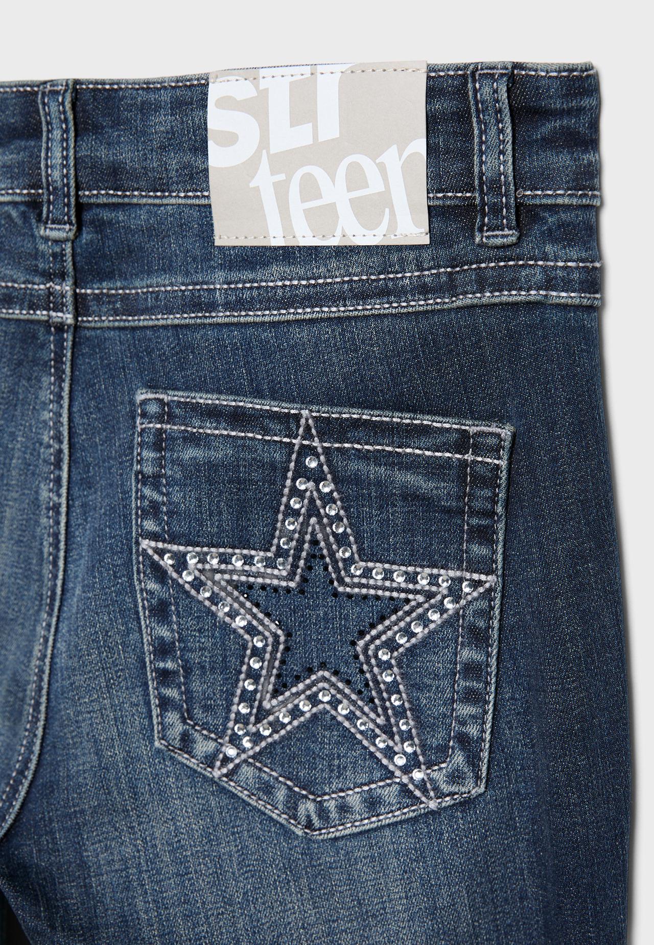 Embroidered bell bottom jeans — LIGHT GREY DENIM WASH