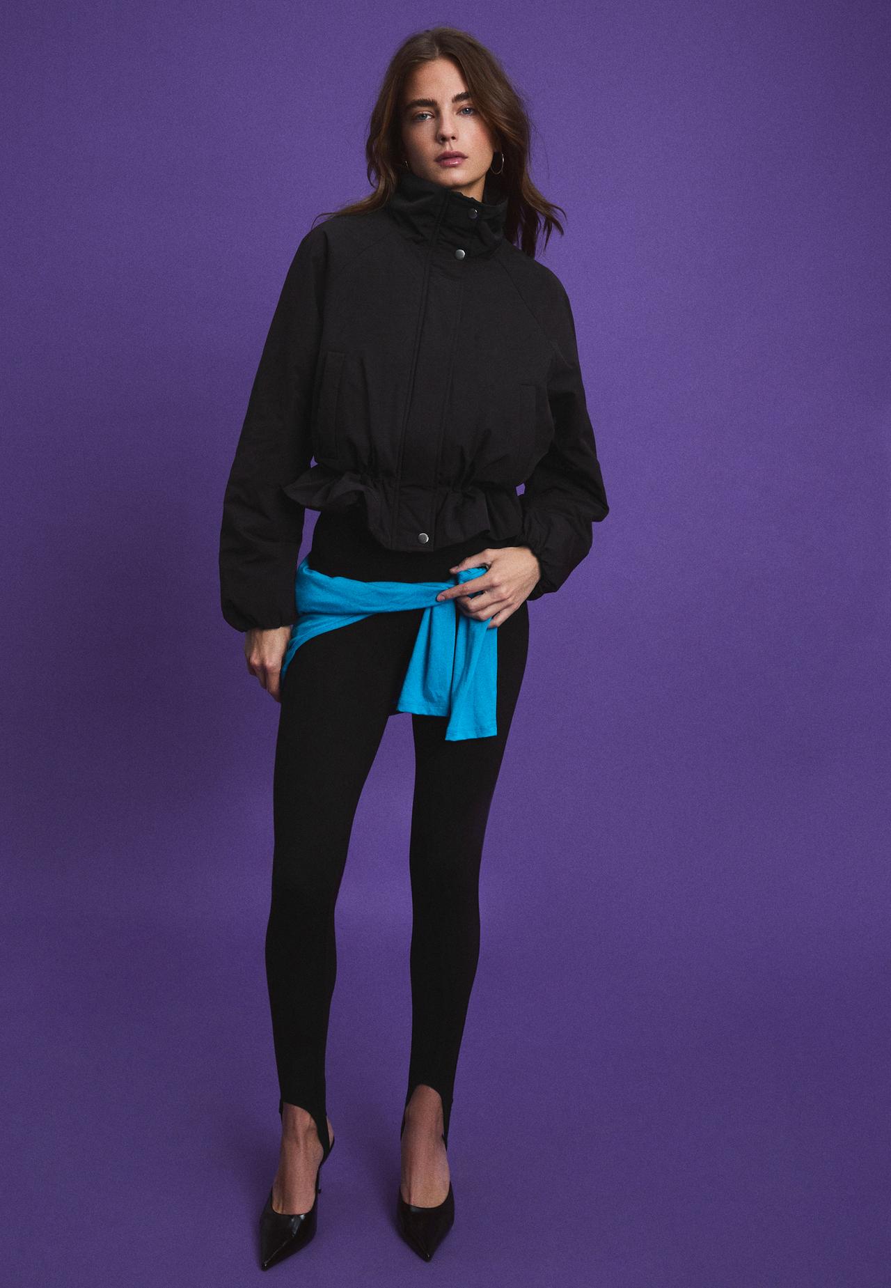 Peplum puffer jacket — Black