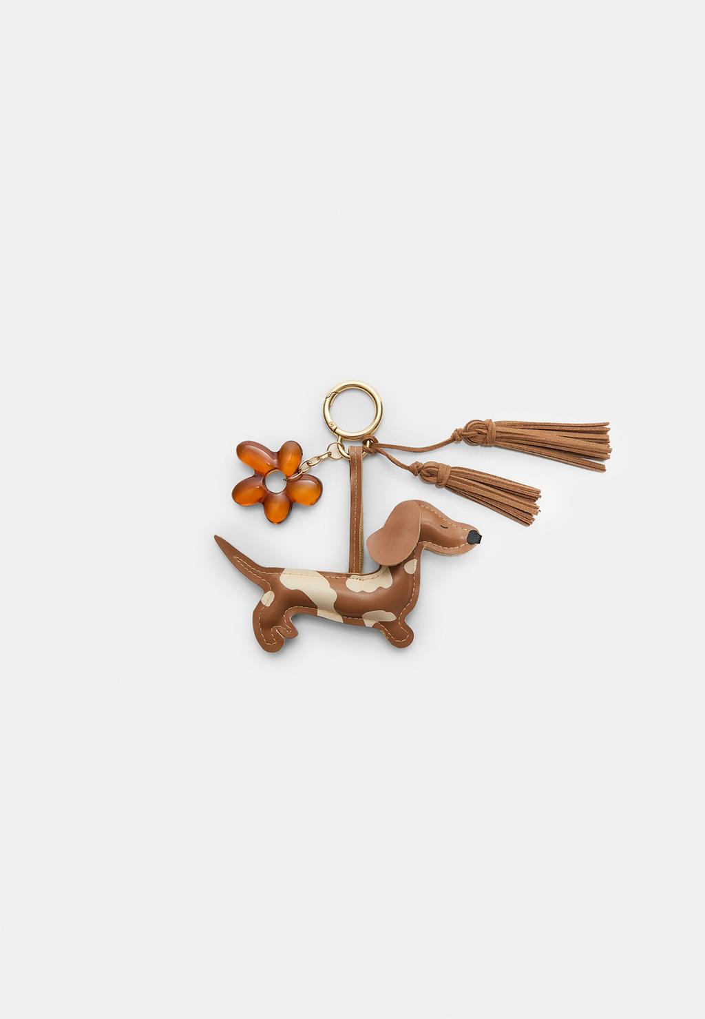 Llavero charm perro y flor