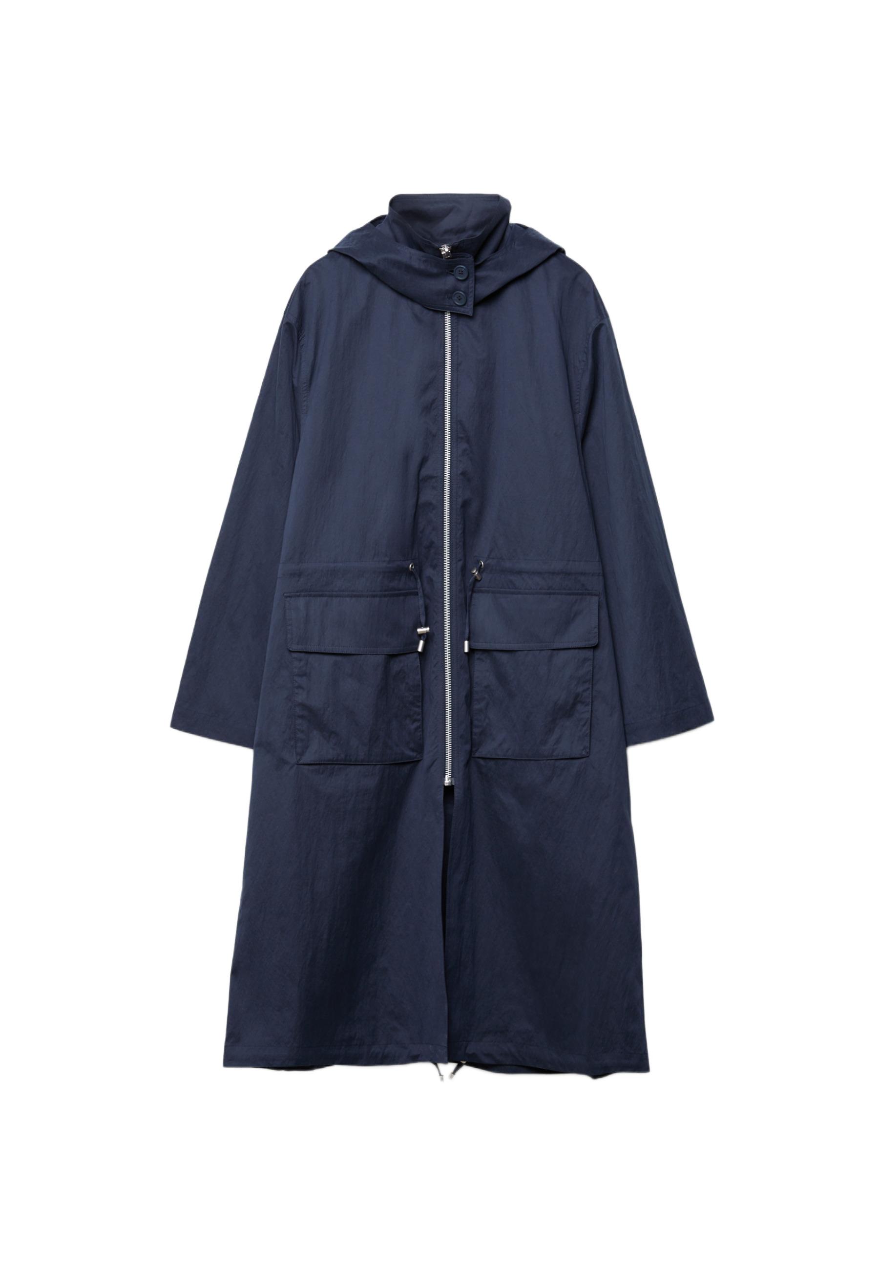 Long flowing parka — Navy blue