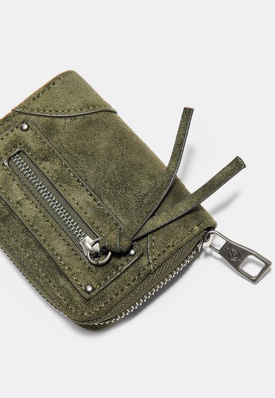 monedero tarjetero compacto detalle bolsillo cremallera