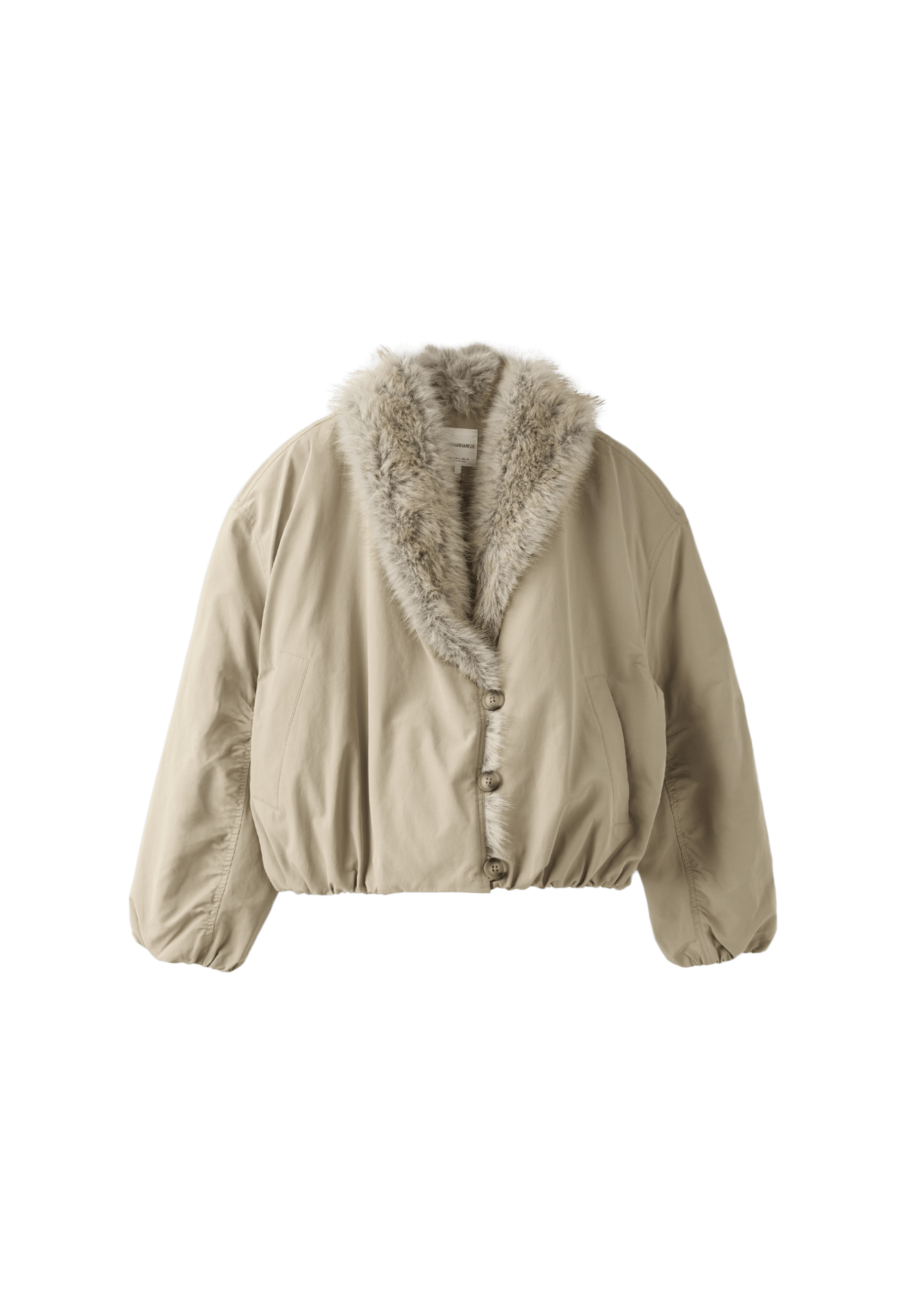 Padded jacket with faux fur collar — Beige