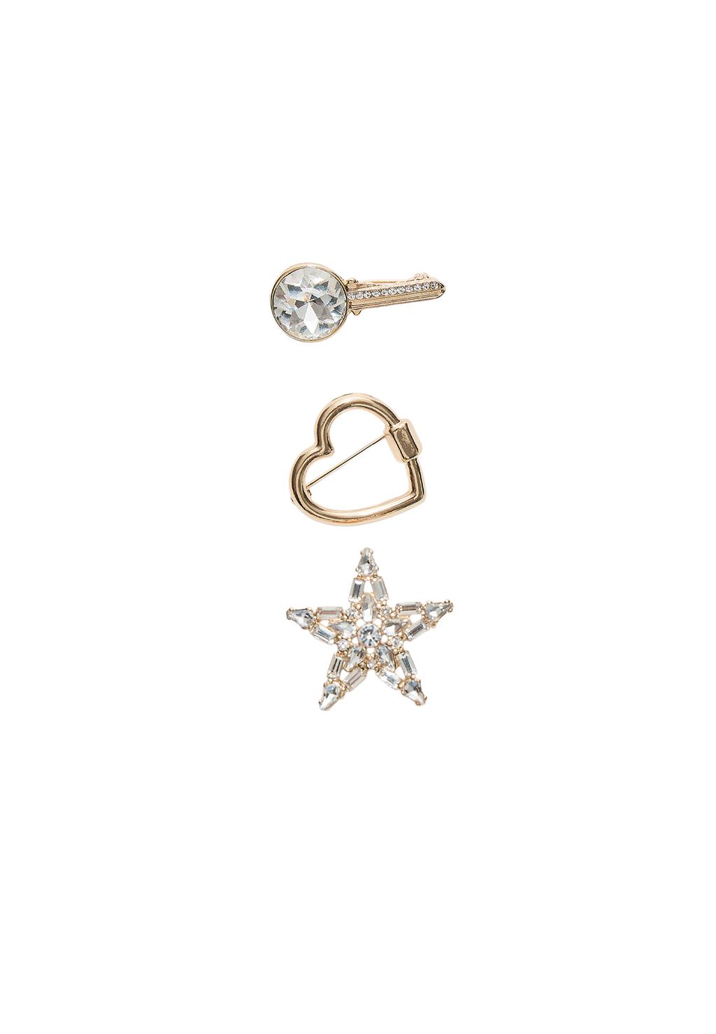 Set 3 broches combinados estrella brillos