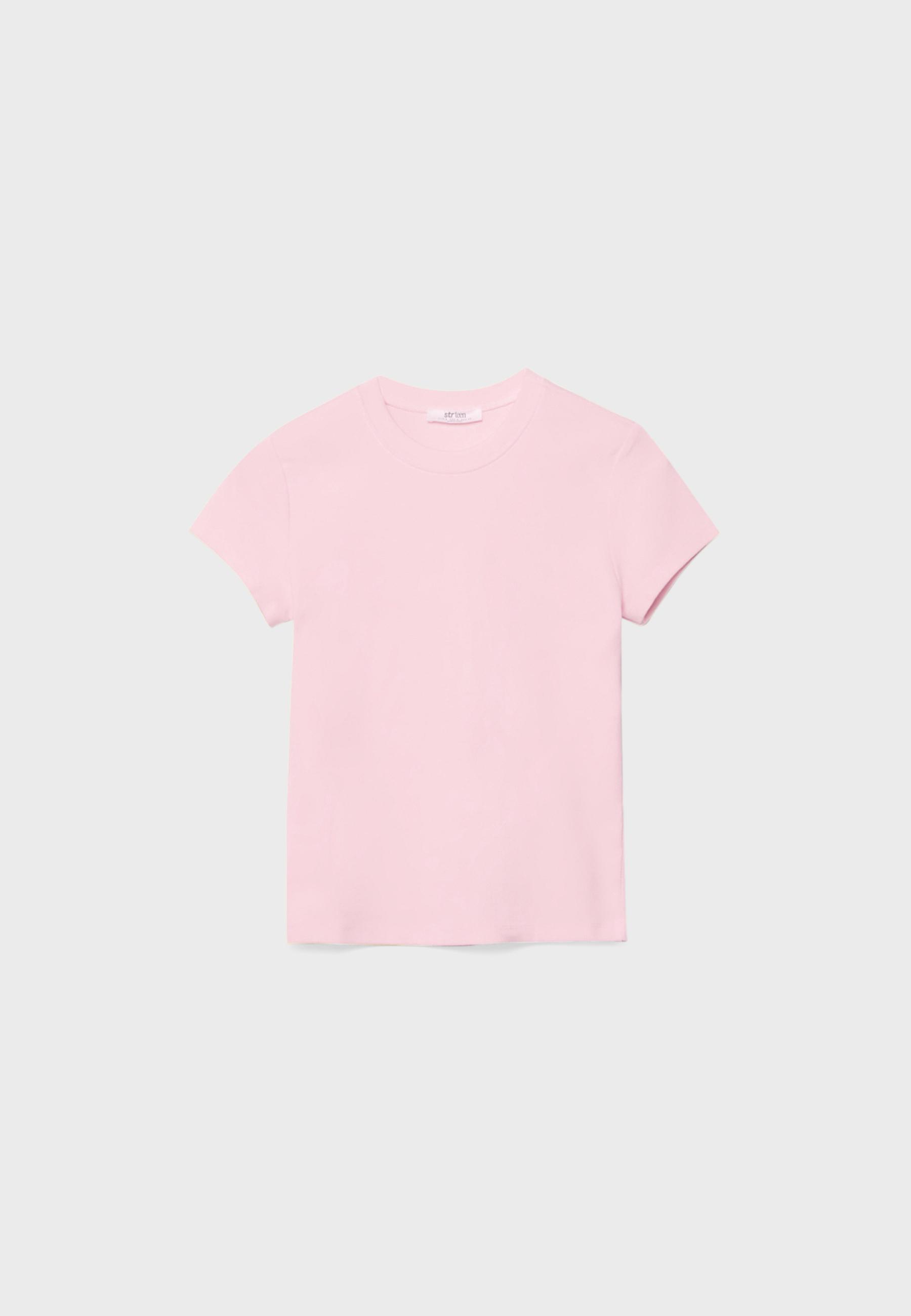 Basic round neck short sleeve T-shirt — Pastel pink