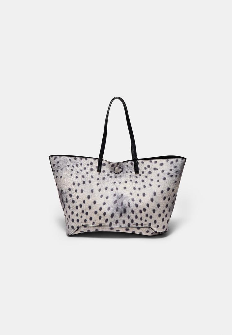  Stradivarius Τσάντα Shopper Ντουμπλ Φας Zebra Μαύρο Os - 3