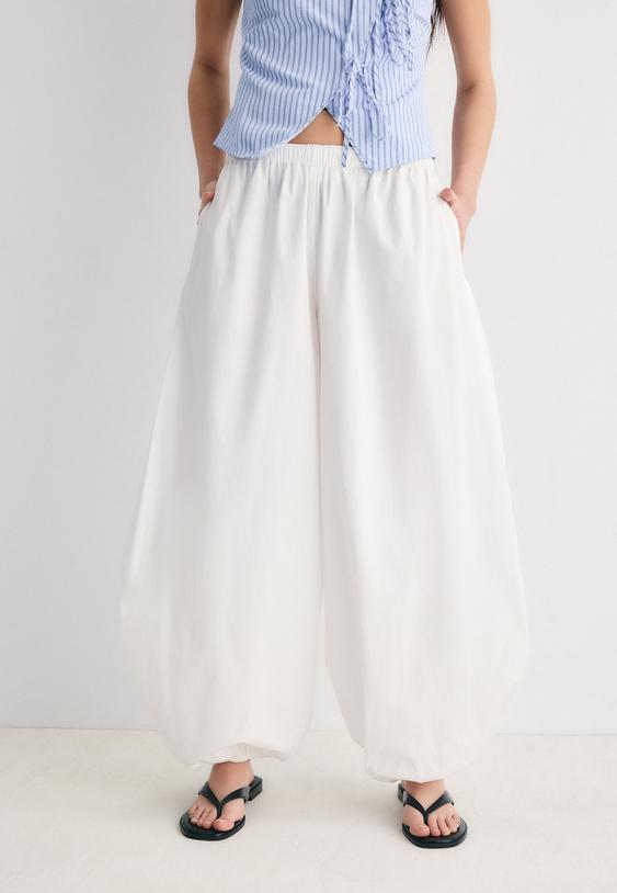 calcas amplas de popelina