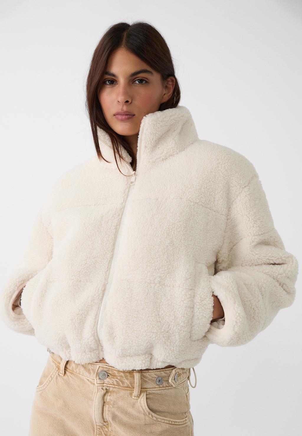 Shearling lined effect puffer jacket