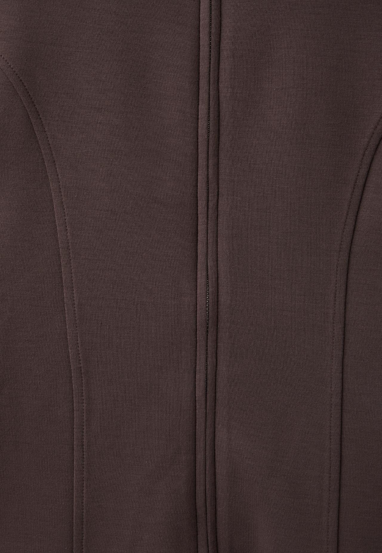 Soft-touch fitted zip-up sweatshirt — Brown