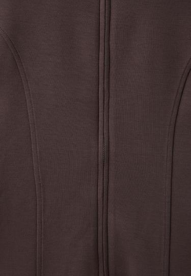 Soft-touch fitted zip-up sweatshirt — Brown 9