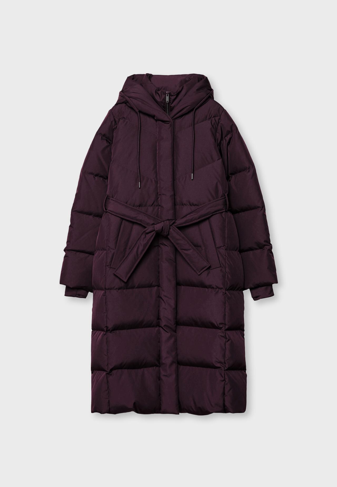 Belted puffer coat — Purple