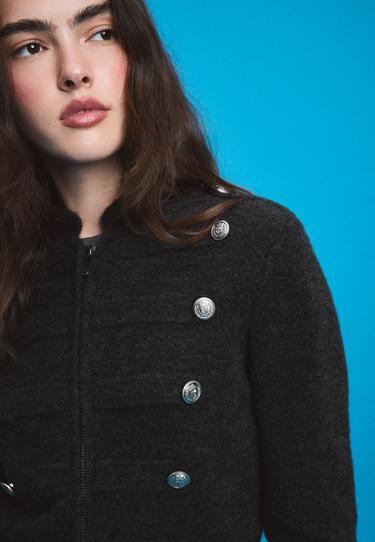 Soft-touch button-up knit cardigan — Dark grey 1